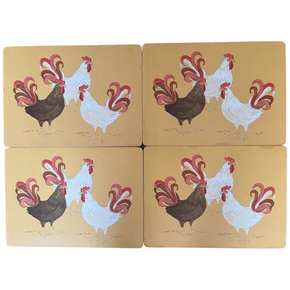 NOW DESIGNS Set of 4 "Rise and Shine" Cork-Backed Chicken Placemats 12" x 16" - Picture 11 of 12